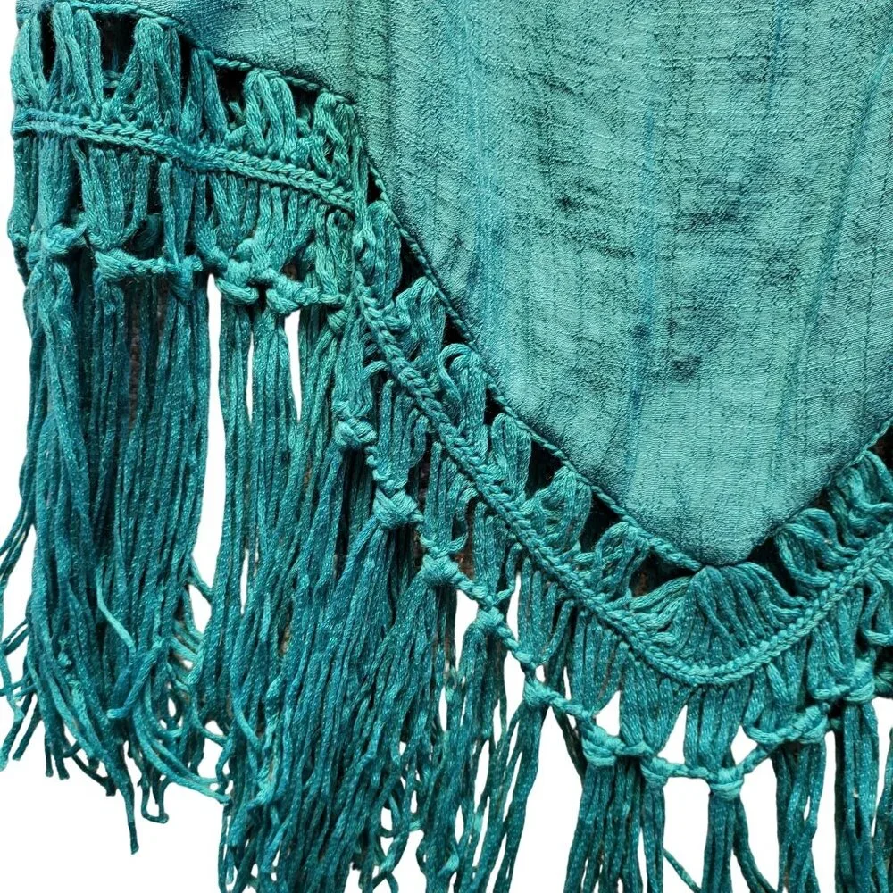 Women's Aolro Teal/Turquoise 3 In 1 Crochet Cover Up Size M Dress w/Fringe. NWT! - Picture 7 of 11